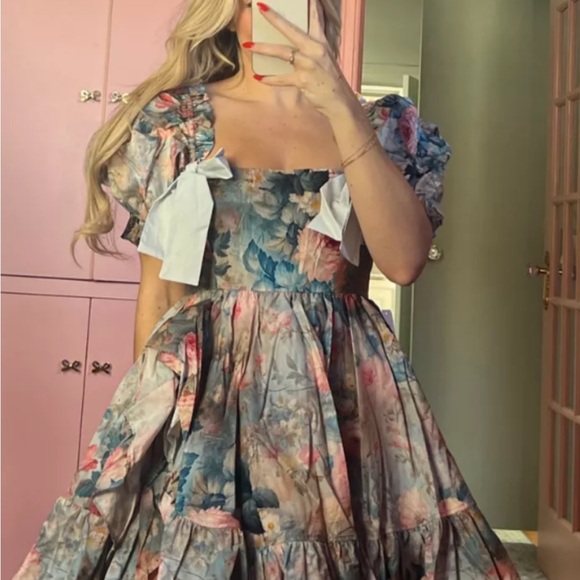 Selkie x Free People Floral Puff Sleeve Mini Dress buttercream dress - Picture 5 of 10